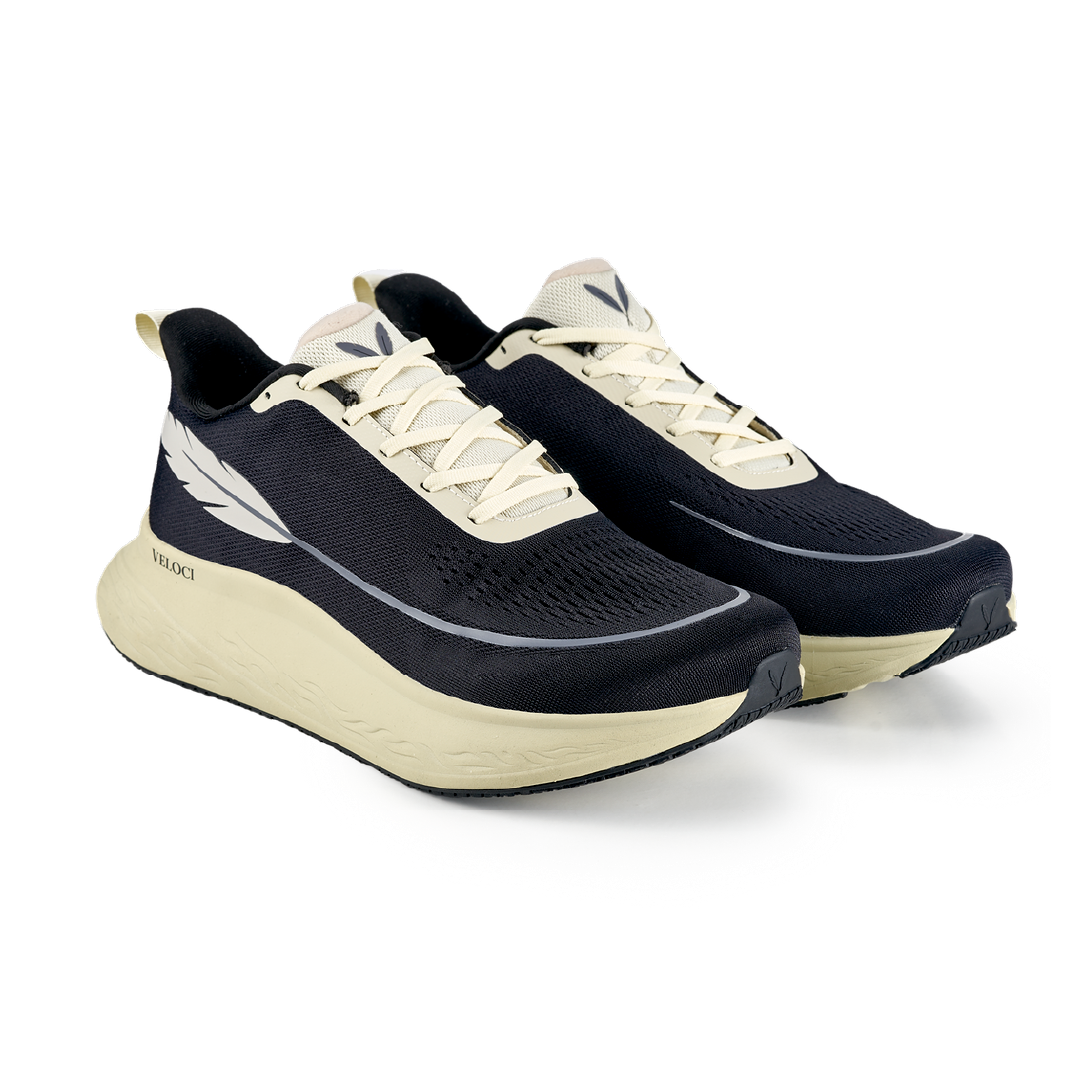 VELOCI ASCENT RUNNING SHOES (Black&Cream)