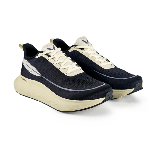 VELOCI ASCENT RUNNING SHOES (Black&Cream)