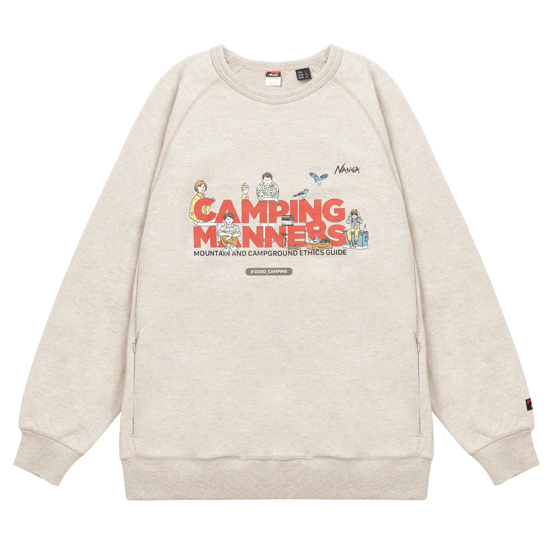 NANGA ECO HYBRID CAMPING MANNERS WILD ANIMALS SWEATSHIRT